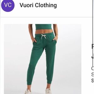Women’s Vuori Performance Joggers in Cactus Green Size Small-like new condition